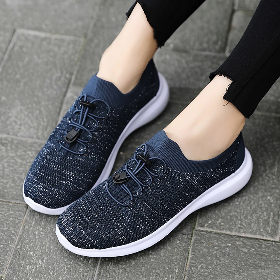 Loekeah Women's Loafers Light Weight Casual Shoes Breathable Soft Walking Shoes Elastic Comfortable Sports Footwear For Ladies