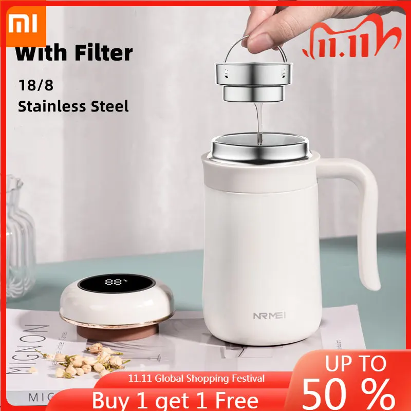 

XIAOMI Thermal Coffee Bottle with Filter Handle LED Temperature Stainless Steel Vacuum Insulated Home Office Cup Tea Infuser Mug