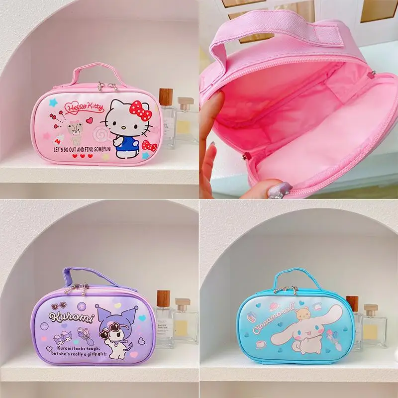 

Sanrios Cosmetic Bag Hello Kittys Kuromi My Melody Kawaii High Capacity Girl Heart Portable Travel Toiletries Organizing Box