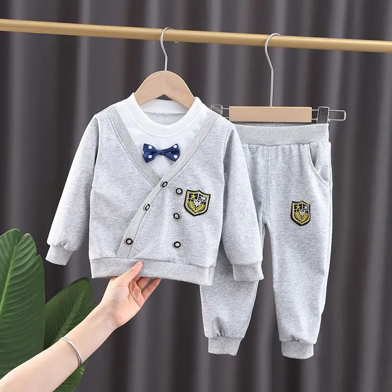 

Baby suit fashion long-sleeved shirt collocation fashion pants two-piece suit