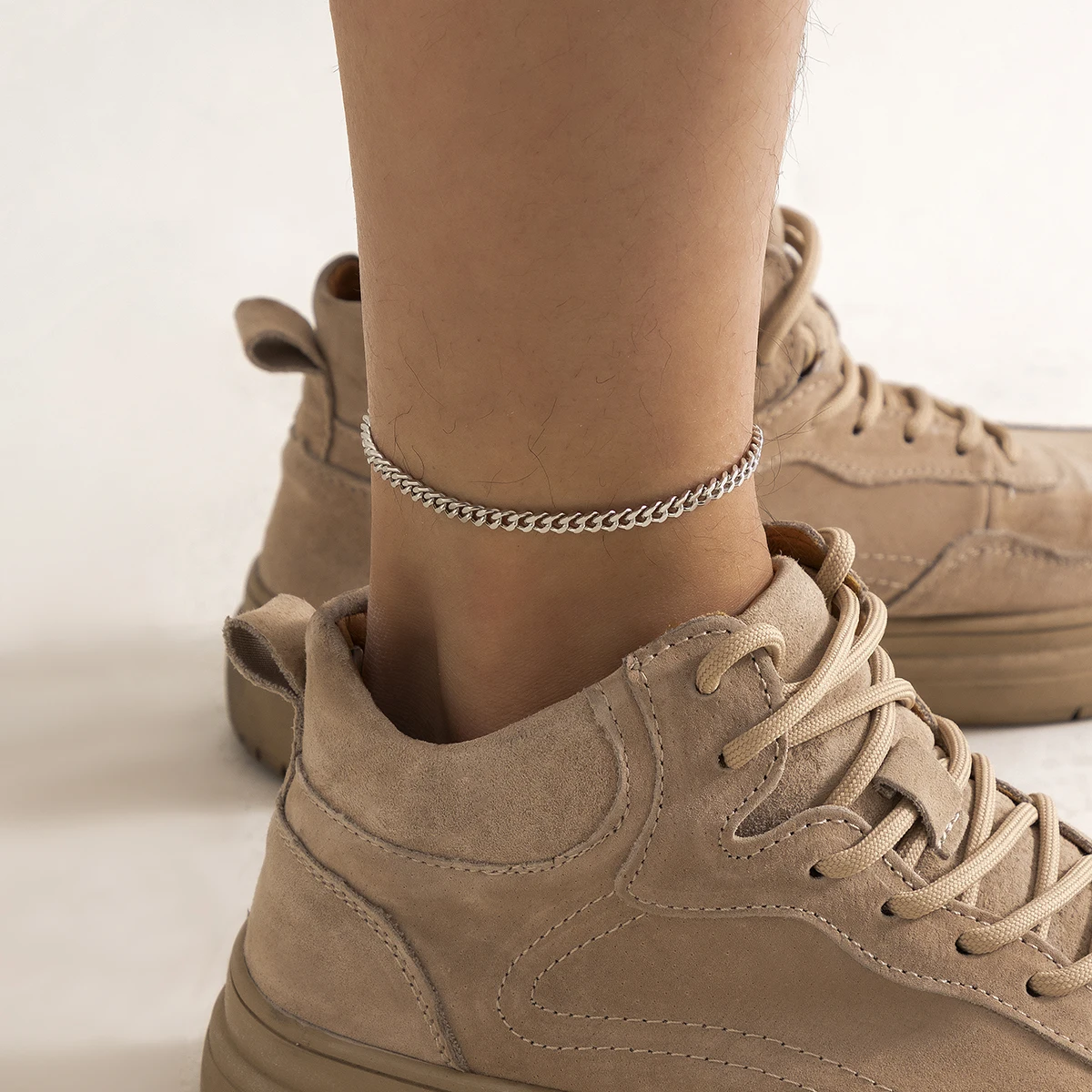 

New Punk Hip Hop Curb Cuban Link Chain Anklet For Women/Men Statement Chunky Snake Chain Bracelet on the Leg Kpop Foot Jewelry
