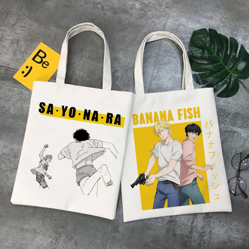 

Banana Fish Shopping Bag Grocery Shopper Jute Bag Shopping Tote Bag Shoping Reusable Bolsa Compra Boodschappentas Sacolas