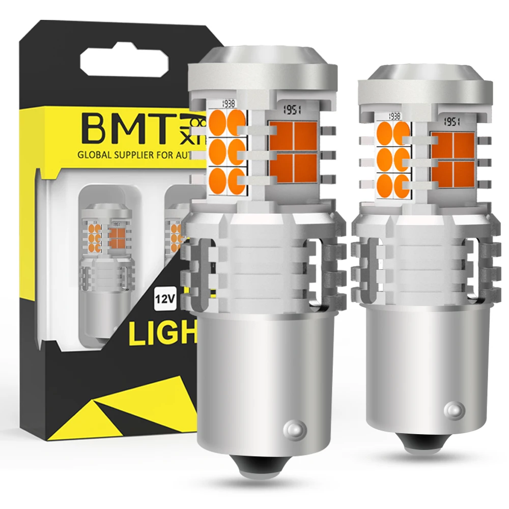

BMTxms 3000K Canbus 1156 BA15S P21W BAU15S 1156PY PY21W LED Turn Signal Light 3030 SMD Car Lamp Amber Yellow No Hyper Flash Bulb