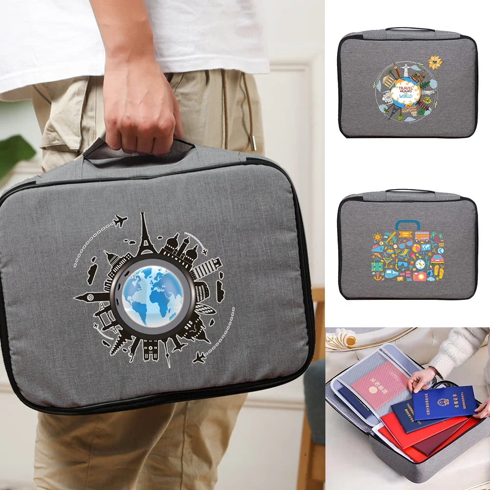 Documents Bags Handbag Men Women Outdoor Travel Credentials Luggage Wallet Storage Bag Waterproof Travel Pattern Organizer Case