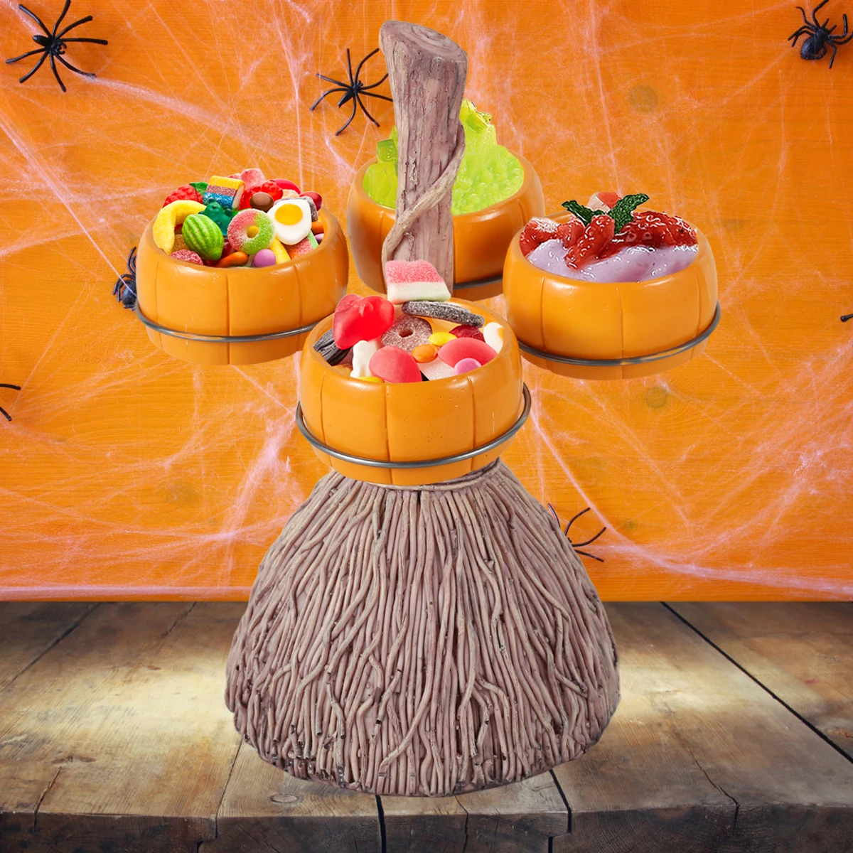 

Подставка для метлы, тыквы, технические стеллажи, метла для Хэллоуина, ведьмы, метла для десертов, поднос с 3/4/6 чашами для хэллоуивечерние