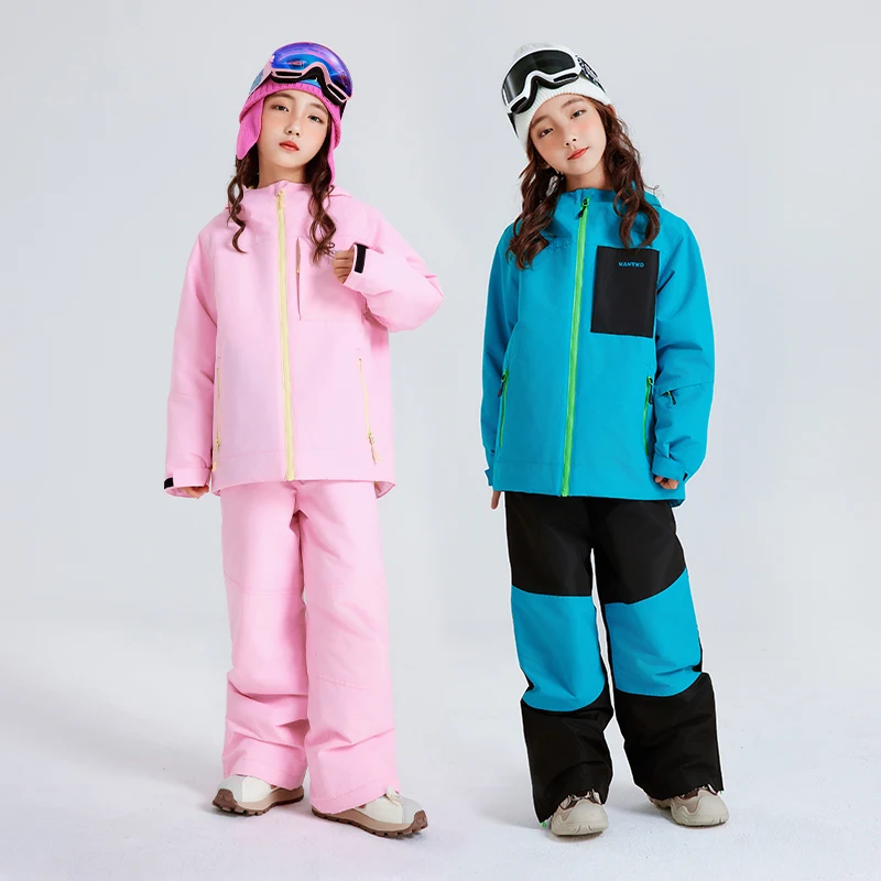 Детская Лыжная одежда водонепроницаемая и износостойкая. Зимние лыжи теплые