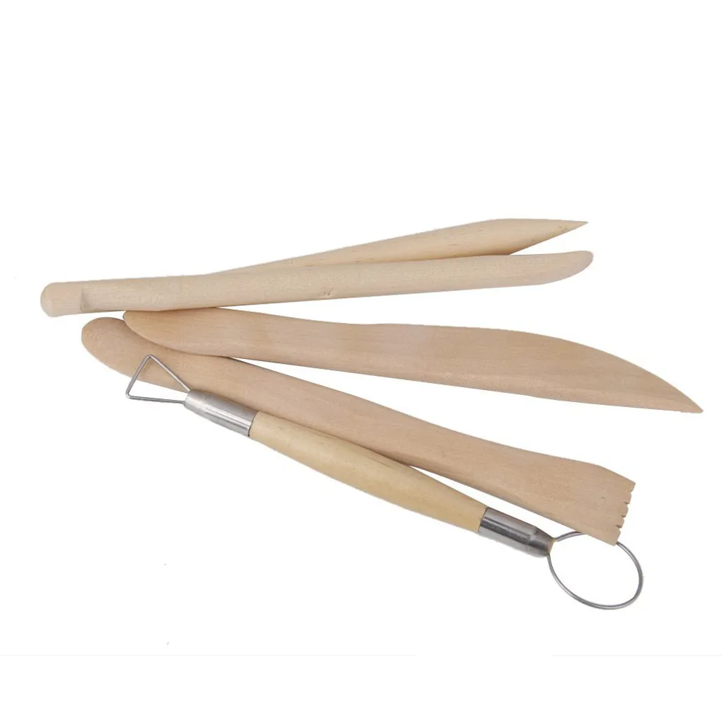 

5Pcs Wooden Pottery Clay Sculpture Carving Tool Set Sculpt Geometry Tool