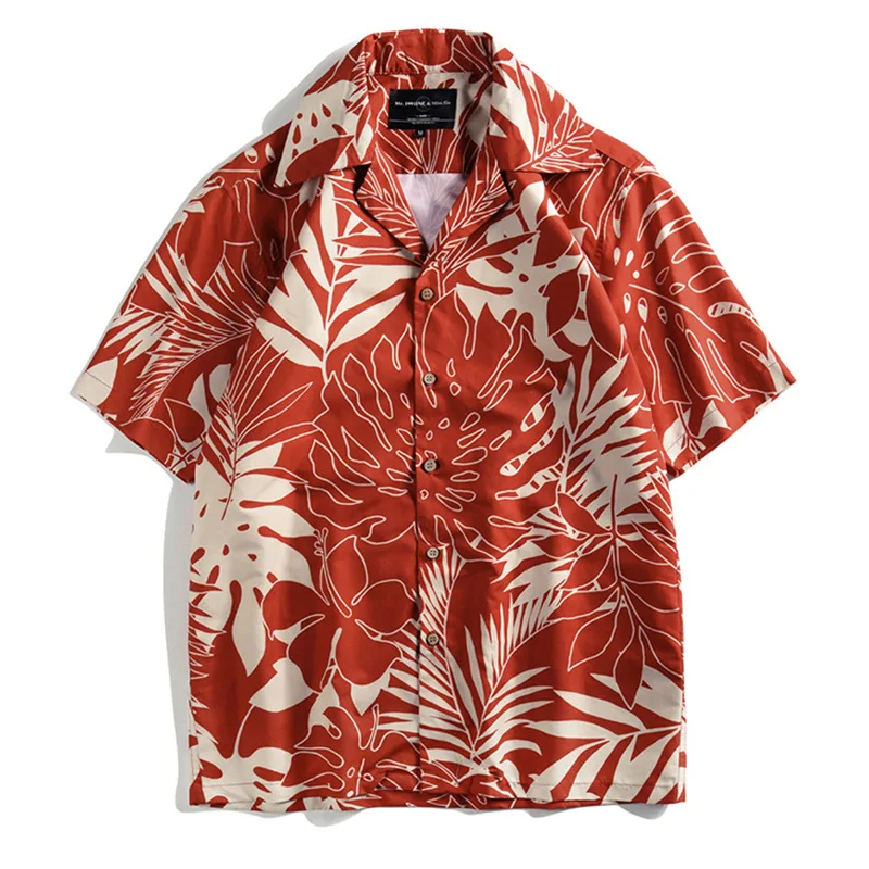 

Men Clothing 2022 Summer New Hawaiian Men's Shirt Casual Printing Hong Kong Style Shirt Loose Short-sleeved Shirt Men