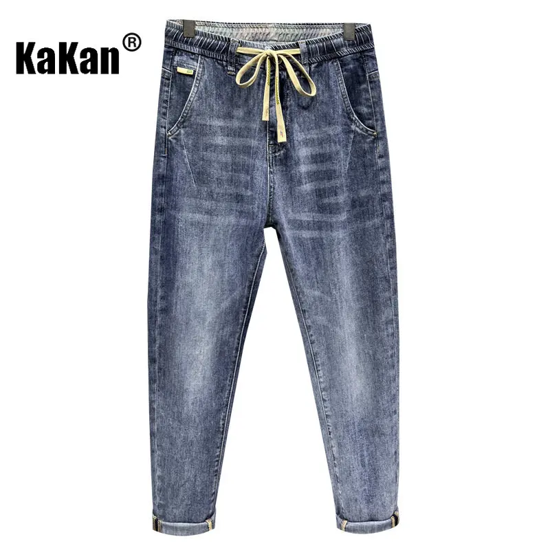 Мужские прямые джинсы Kakan повседневные синие в европейском и американском стиле