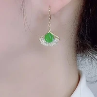 high grade opal gingko leaf earrings for women 2022 new fashionable niche design temperament ear buckle fashion earrings