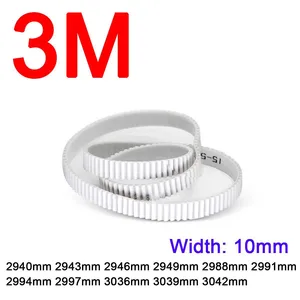 1Pc Width 10mm 3M White Polyurethane PU Tooth Timing Belt Pitch Length 2940 2943 2946 2949 2988 2991 2994 2997 3036 3039 3042mm