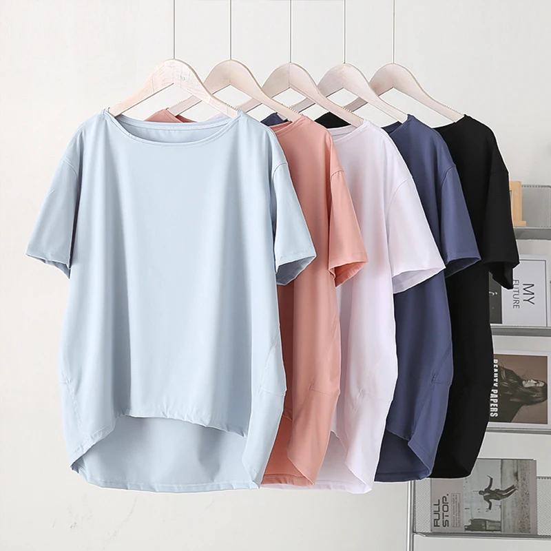 Back in Action Women's Short-sleeved T-shirt Women Lulu Loose Yoga Tops Sports Shirts Fitness Workout Clothing Sportswear