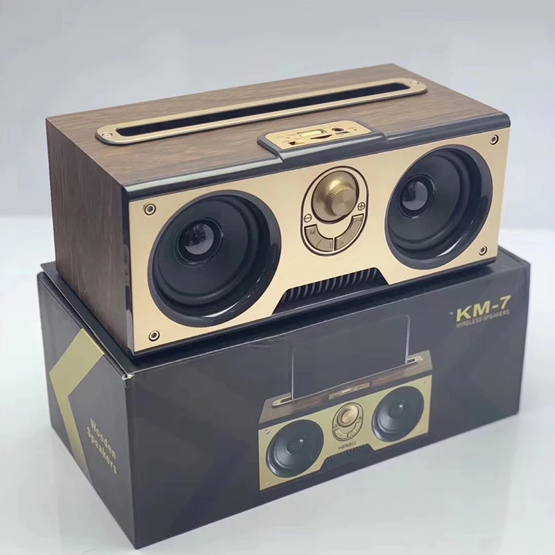 Wooden Wireless Bluetooth-compatible Speaker Portable Outdoor Subwoofer Audio Player Home Theater Music TV Soundbar