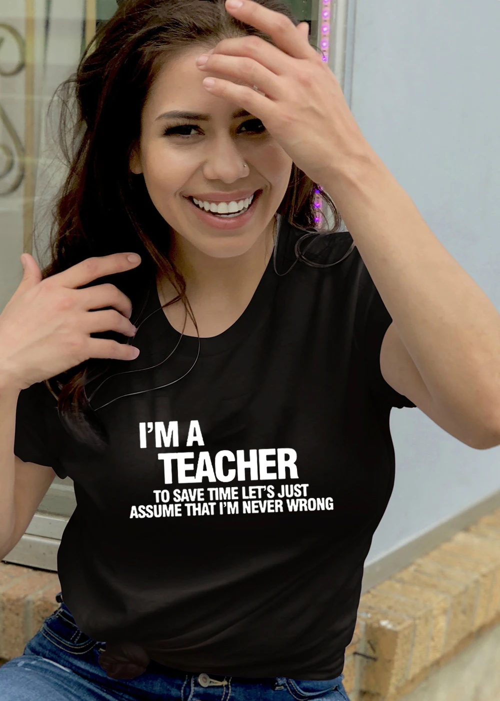 

I'm A Teacher Letter Printed Women Funny T Shirt Harajuku Short Sleeve Tees Femme Casual Black White T-shirt Female Tops Tshirt