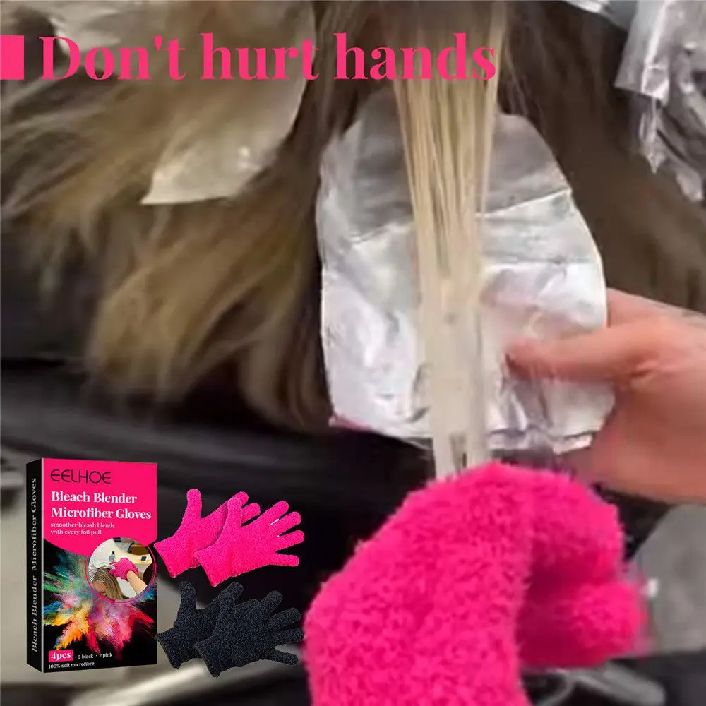 

4pcs Bleach Gloves Hair Straightener Perm Curling Hairdressing Heat Resistant Finger Glove Hair Care Styling Hair Salon Tools