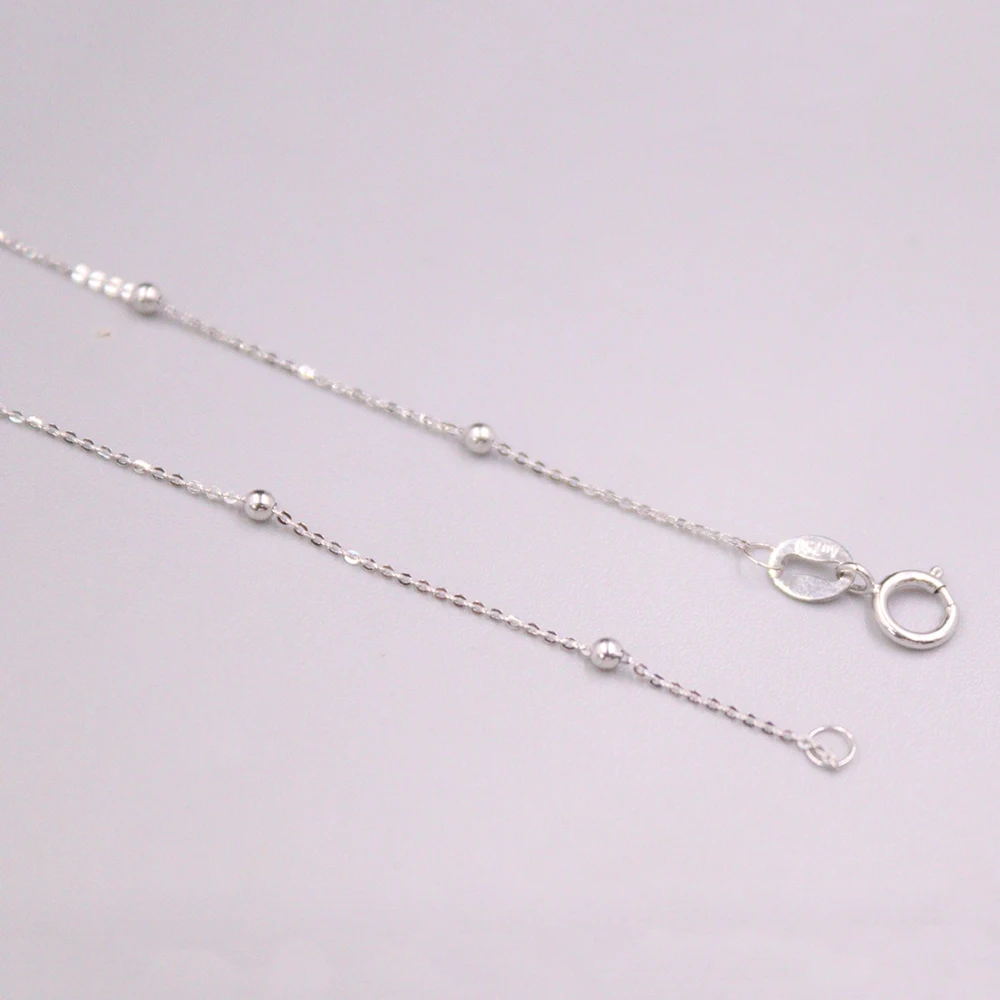 Au750 18-каратное белое золото мини-бусины крошечное ожерелье-цепочка ювелирные