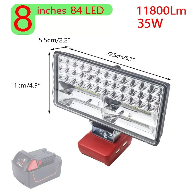 

NEW2023 3-8 Inch LED Working Light for milwaukee M18 18V Li-Ion Battery Portable Lamp Indoor Outdoors Spotlight Lighting Power