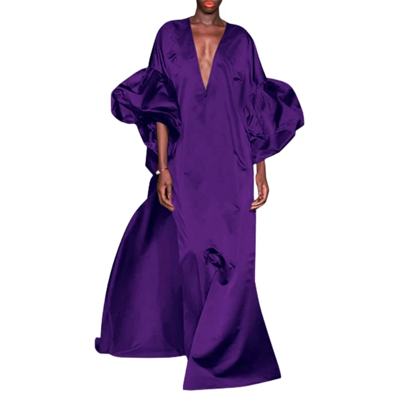 Женское модное однотонное элегантное вечернее платье макси 2024 весеннее