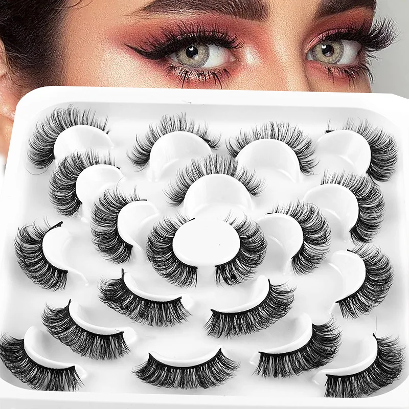 

10 Pairs of Chemical Fiber False Eyelash Thick Simulation Curling Thick Eyelash Cosplay Manga Beauty Tools Makeup Pack of 10