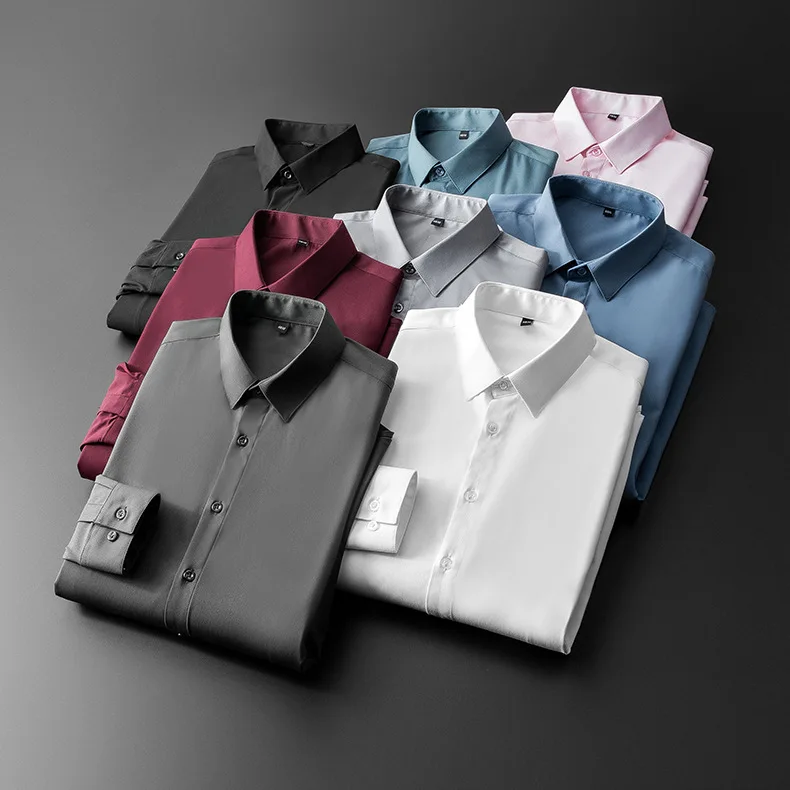 2021 men's shirt long-sleeved solid color business shirt professional formal wear non-iron shirt men harajuku shirt