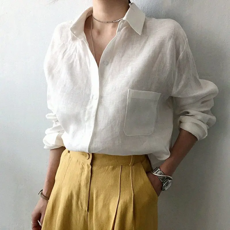 

Women Casual Loose OL Shirts Spring Autumn Long Sleeve Business Blouse Collared Female Button Tunic Blusas