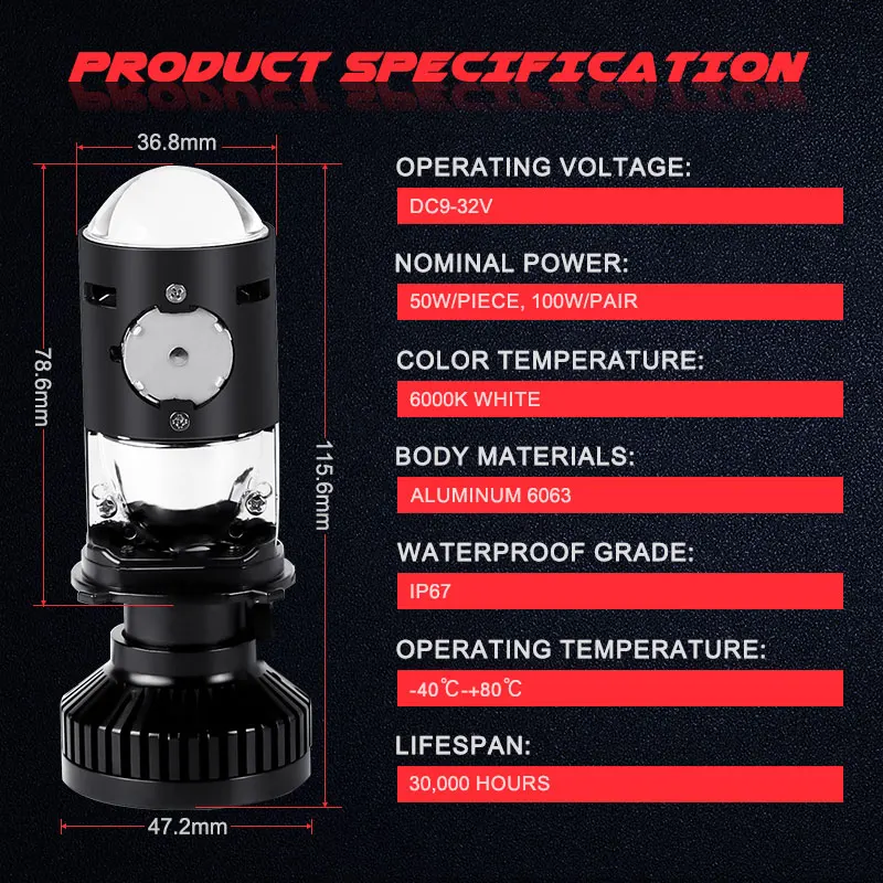 Светодиодная лампа H4 для мини-проектора головсветильник лампы T3 дальнего и