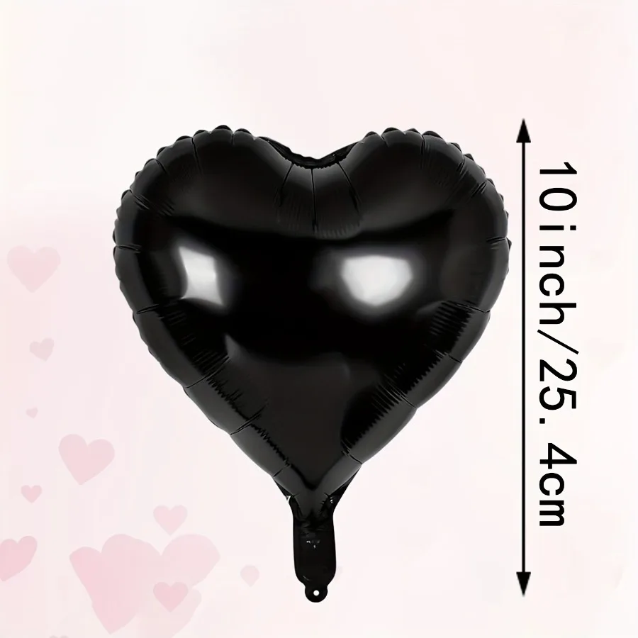 

20 черных фольгированных шаров в форме сердца 10 дюймов