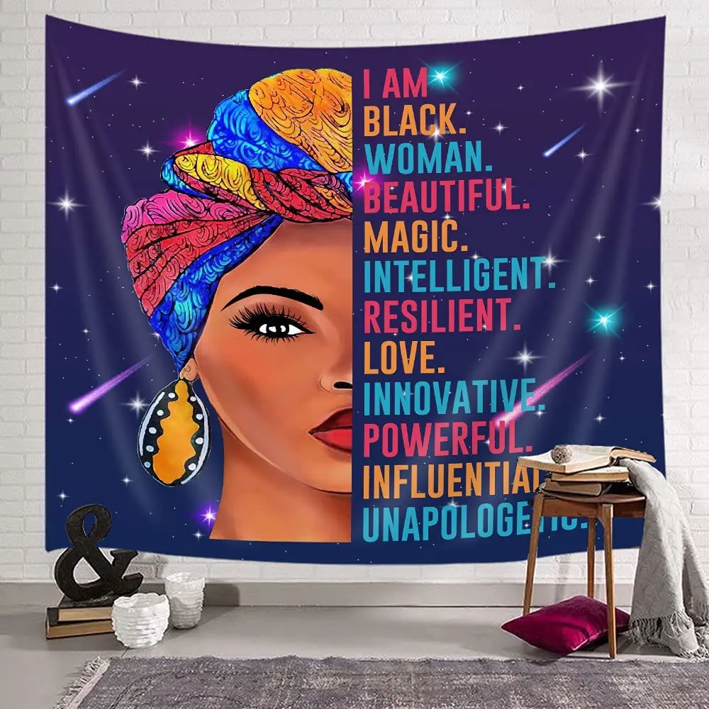 

Black Girl African American Women Tapestry Wall Hanging,Fantasy African Women Girl Tapestry Black Afro Girl African American