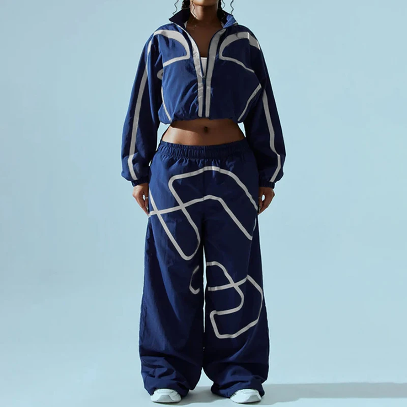 Спортивные костюмы BIIKPIIK контрастных цветов уличная одежда с геометрическими