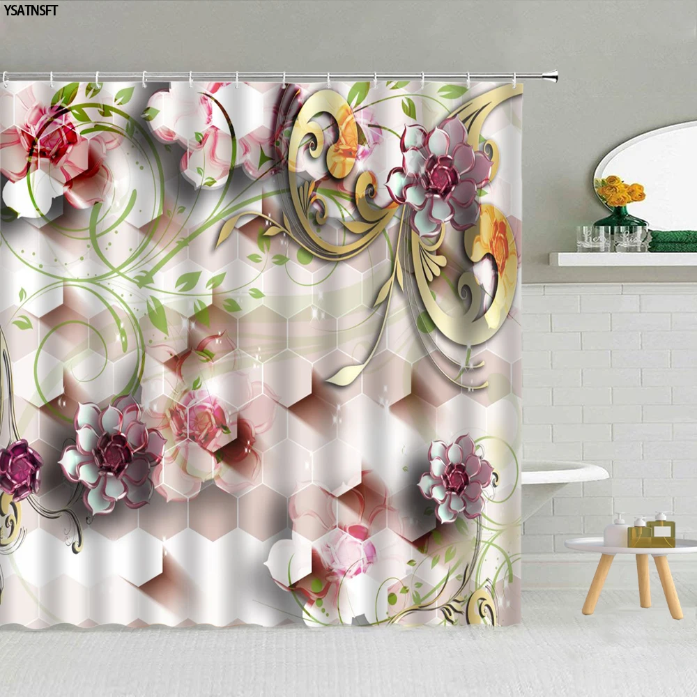 

Трехмерная шторка для душа в виде цветов, эстетичный Современный домашний декор, тканевый Декор для ванной комнаты, занавеска для ванной из ...