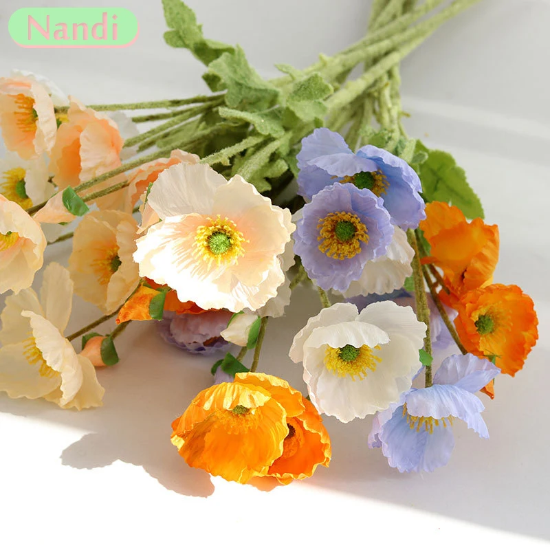 

60 Cm 4 Stems Artificial Poppies Poppy Silk Flower Garden Wedding Artificial Flowers Wedding Home Decoration Artificial Flowers