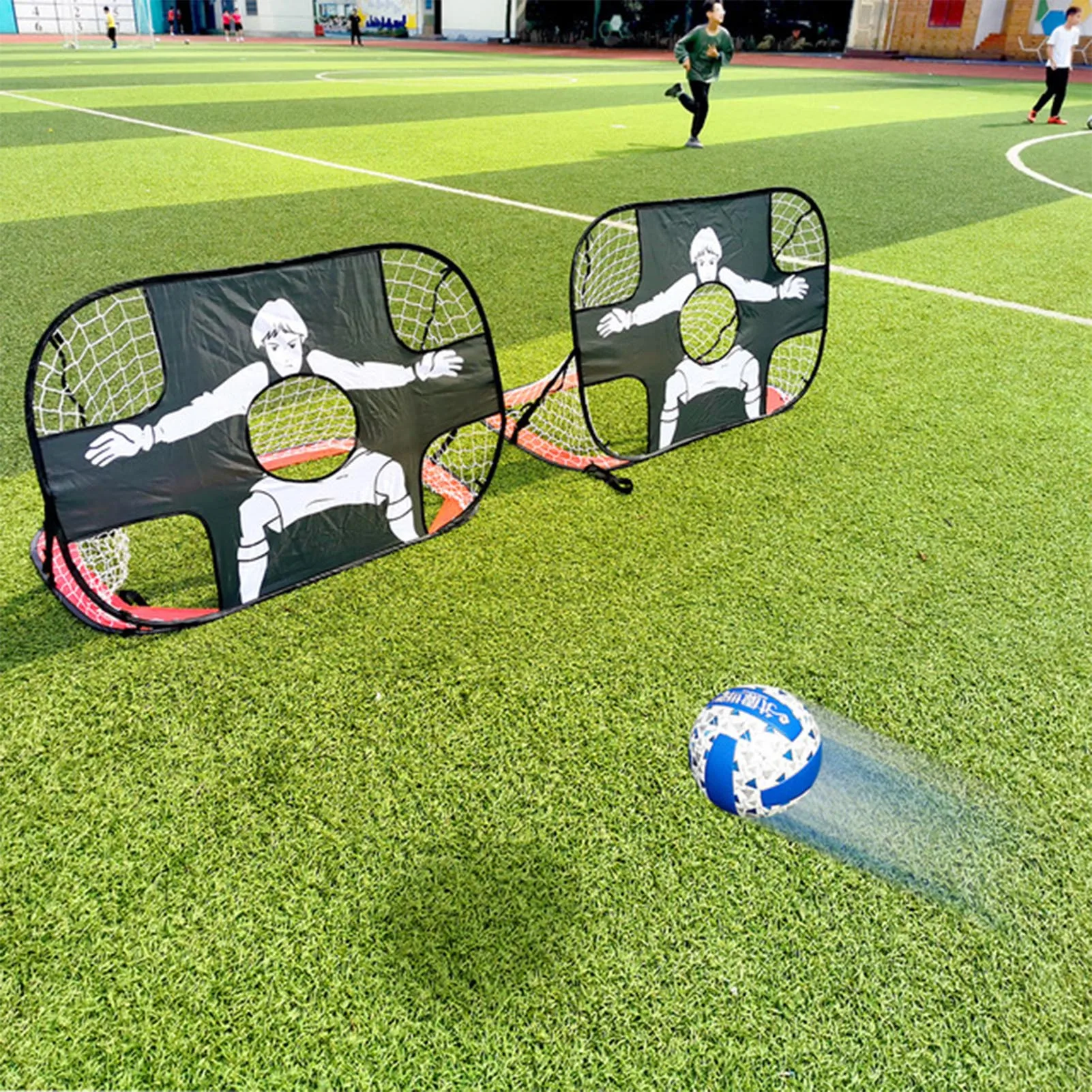 Portería de fútbol 2 en 1 plegable para niños, Red de objetivo portátil, Mini portería de fútbol plegable para niños, objetivo de entrenamiento, juguete con