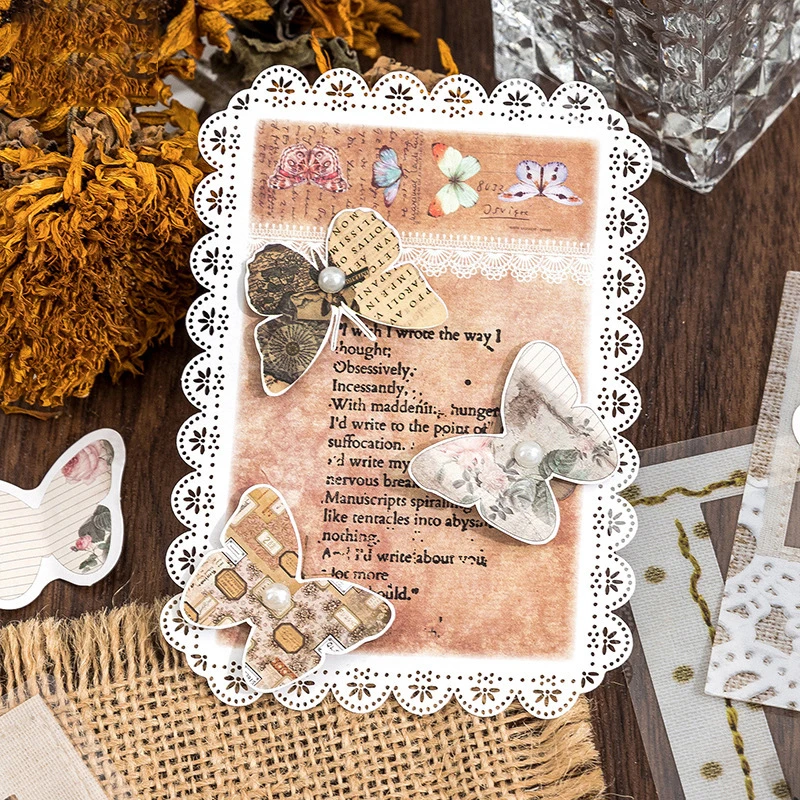 

46 шт., винтажные стикеры в виде бабочек и коробок