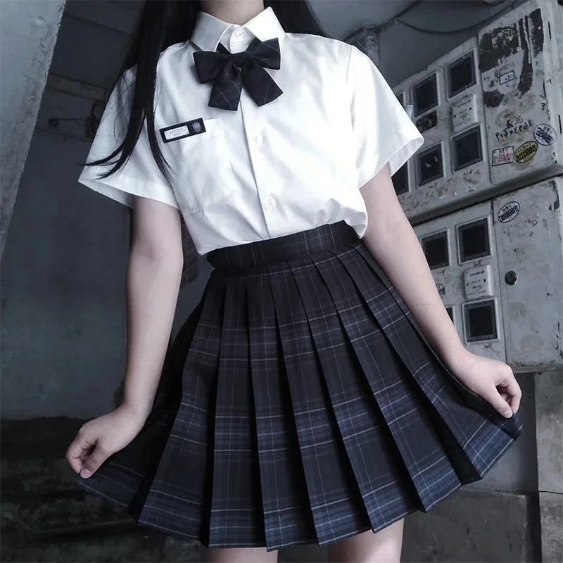 Women's Mini Checkered Pleated Skirt, Summer, Winter, Black, Women's Mini Skirt, Korean, Japanese, Micro, White School Uniform,