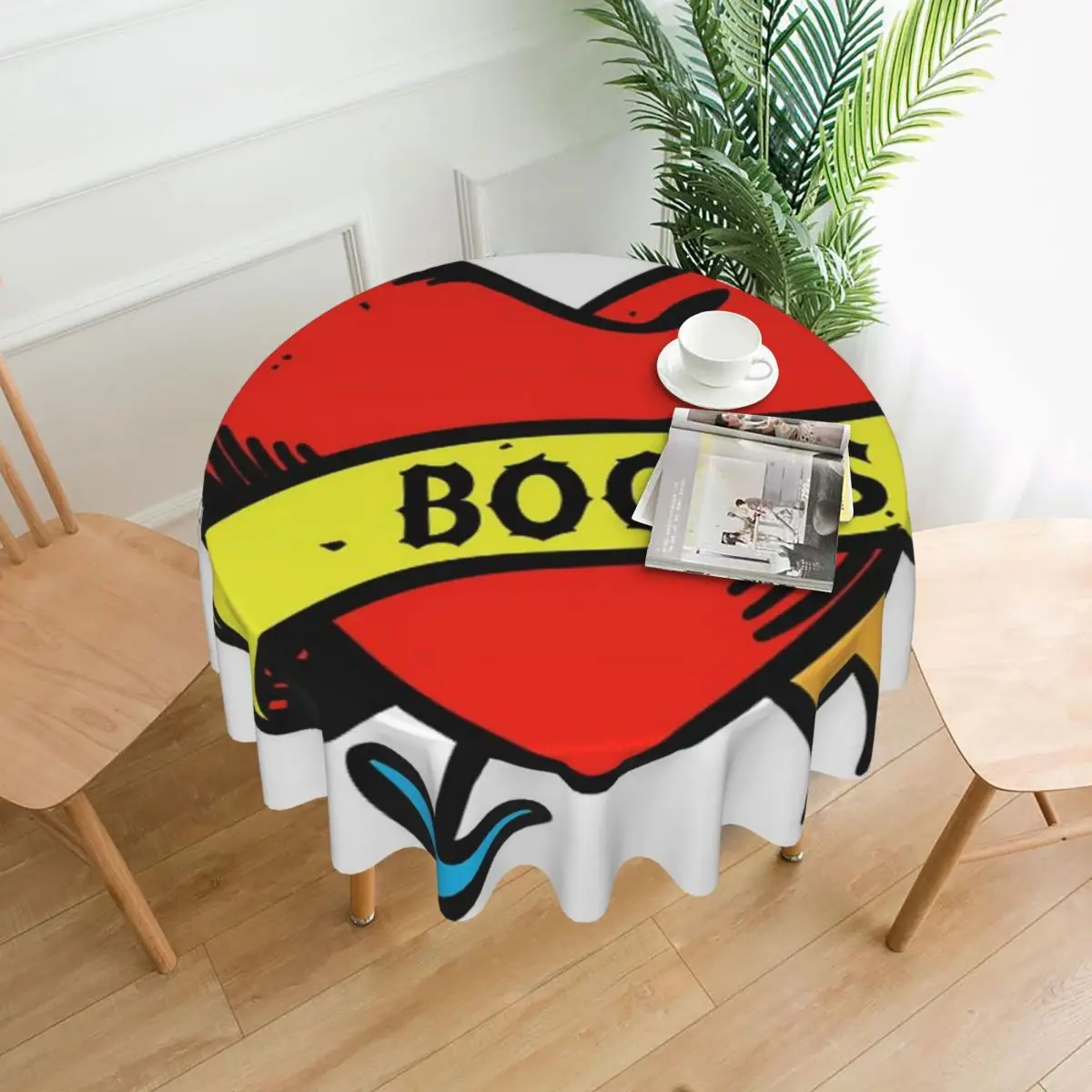 

Book Lover Tattoo Tablecloth 60in Round 152cm Wrinkle Resistant Home Decor Indoor/Outdoor