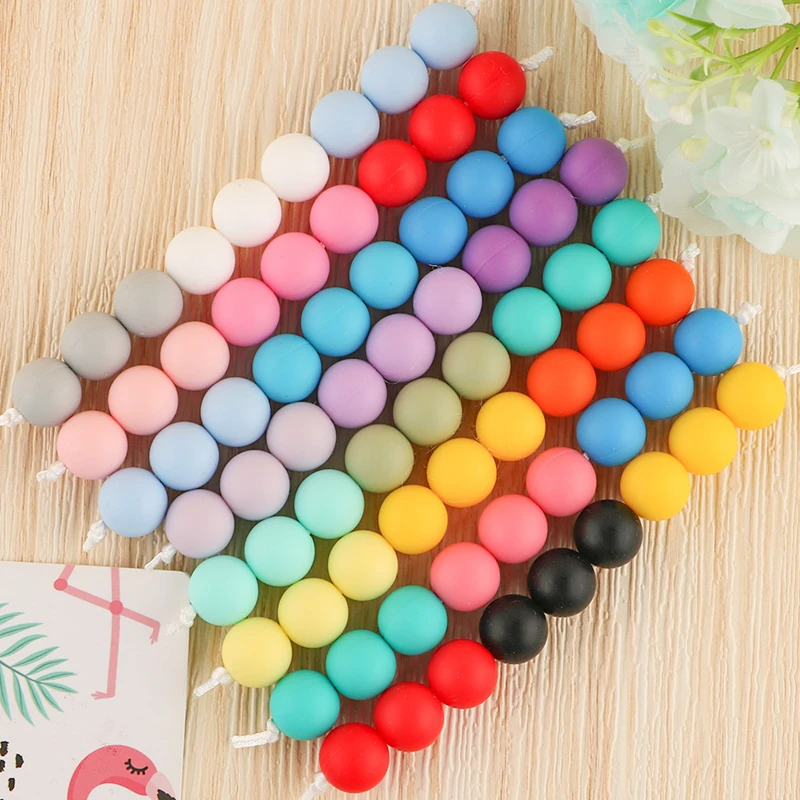 500pcs Baby Silicone Teething Beads15mm DIY Pacifier Chain Accessories BPA Free Food Grade Care Silicone Newborn Teething Toys