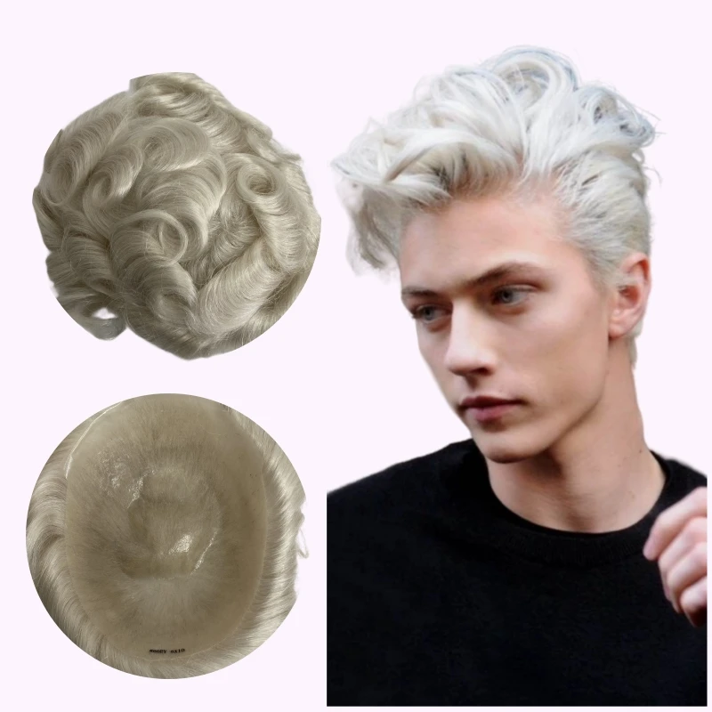 60ry 8x10 Knots Pu Toupee For White Men