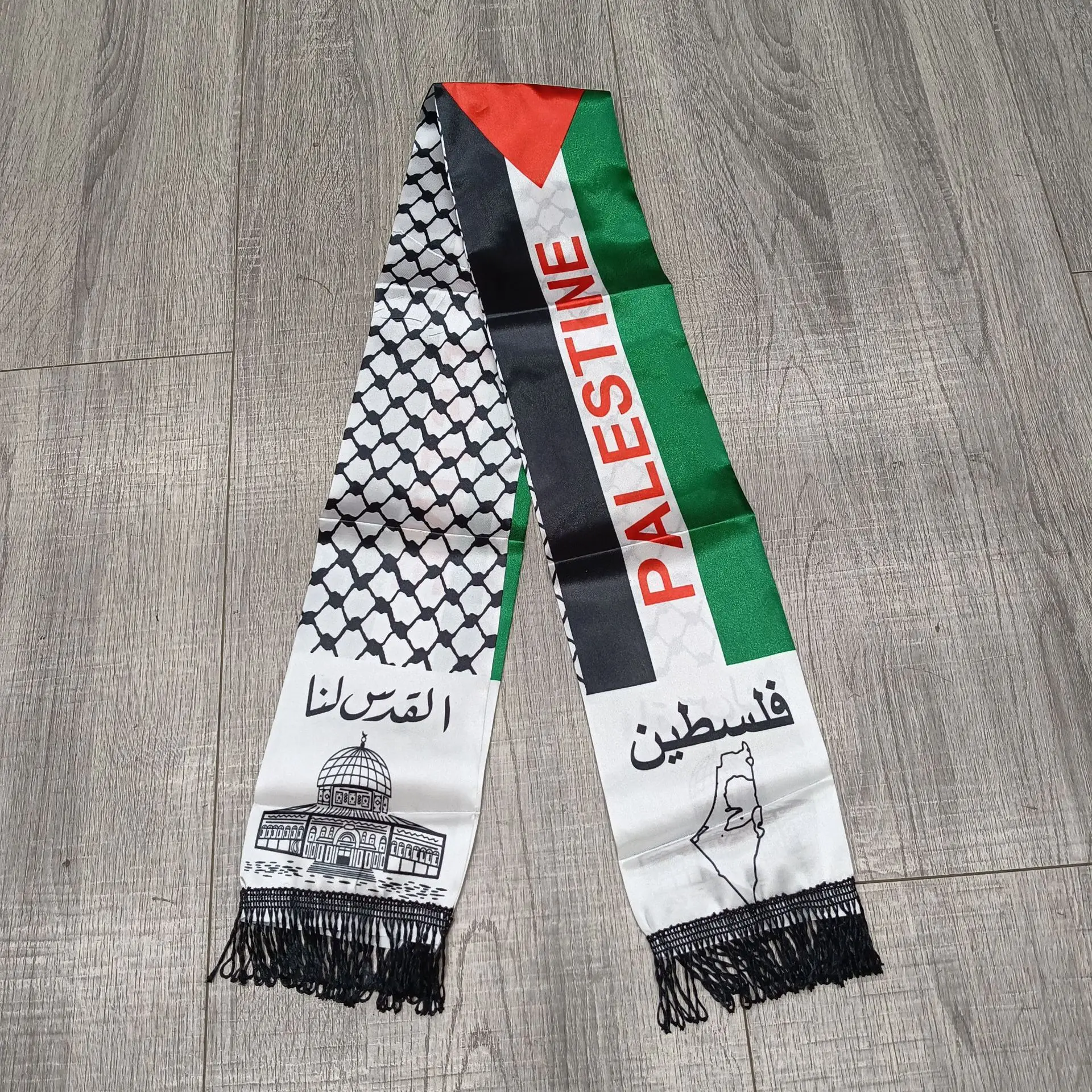 

10Pcs Aerlxemrbrae Palestine Flag Custom Scarf Palestine National Day 14x130cm Scarf Printing Satin Palestinian Flag Scarf