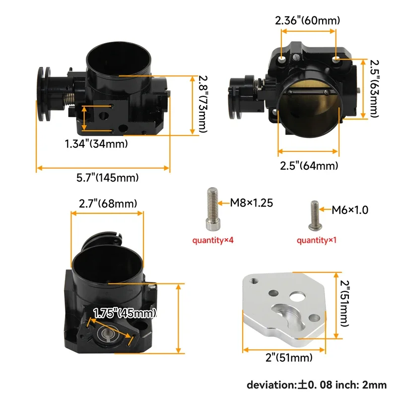 Заготовка корпуса дроссельной заслонки с ЧПУ Pro Serie 2 5 дюйма 64 мм подходит для