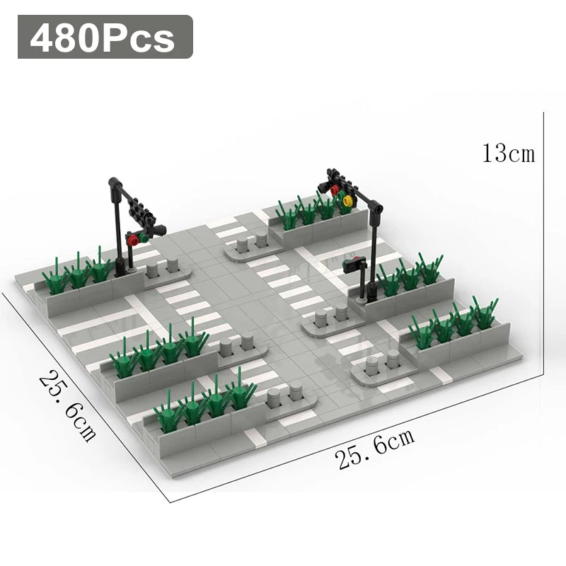 

MOC Parts 480Pcs City Highway Traffic Light Sence Model Building Blocks Glodok Zebra Crossing Bricks Educational Toys Kids Gifts