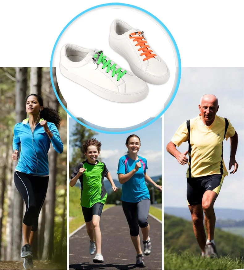 1 Pair No Tie Shoelaces Leisure Sneakers Flat Shoelace One Hand Quick Metal Locking Lazy Shoe Laces Unisex