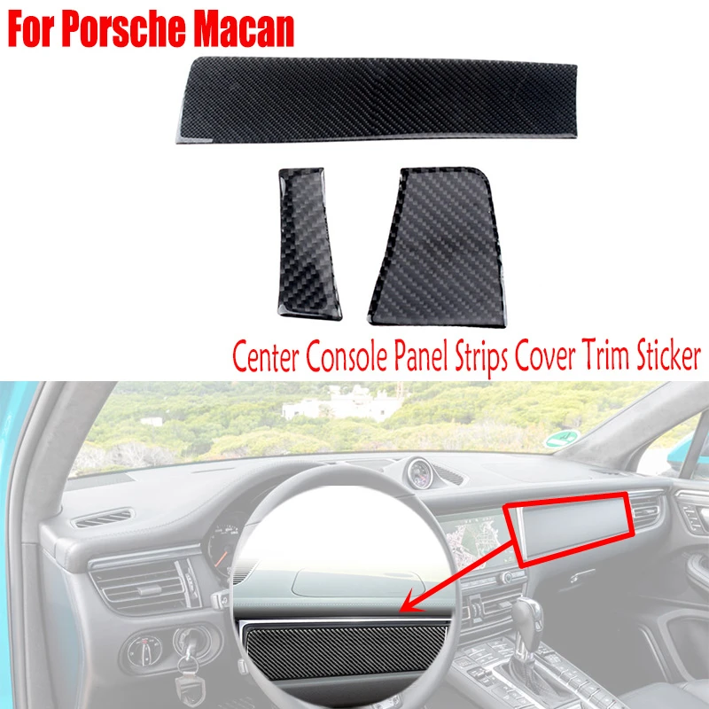 

Автомобильные аксессуары из настоящего углеродного волокна, запчасти для интерьера, полосы панели центральной консоли, наклейка на обшивку для Porsche Macan 2019 2020