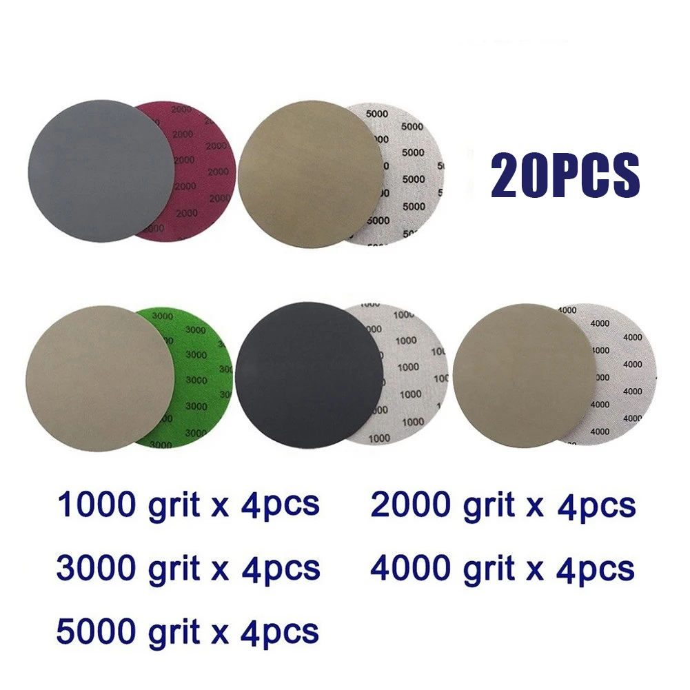 

20pcs 3 Inch Assorted Sandpaper Hook And Loop Sanding Disc 1000 2000 3000 4000 5000 Grits Sanding Pad For Sanding Polishing