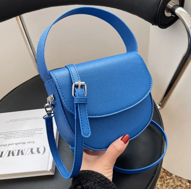 

Texture Small Bag 2022 New Fashion Summer Messenger Simple Saddle Bag Purses and Handbags Luxury Designer