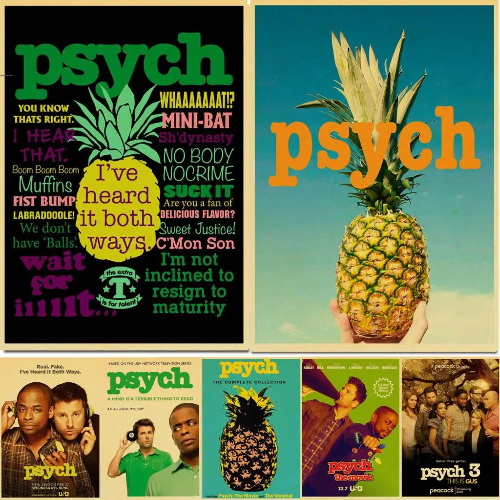 

Psych TV Show James Roday, Dule Hill comedy Posters Kraft Paper Vintage Poster Wall Art Painting Study Home Living Room