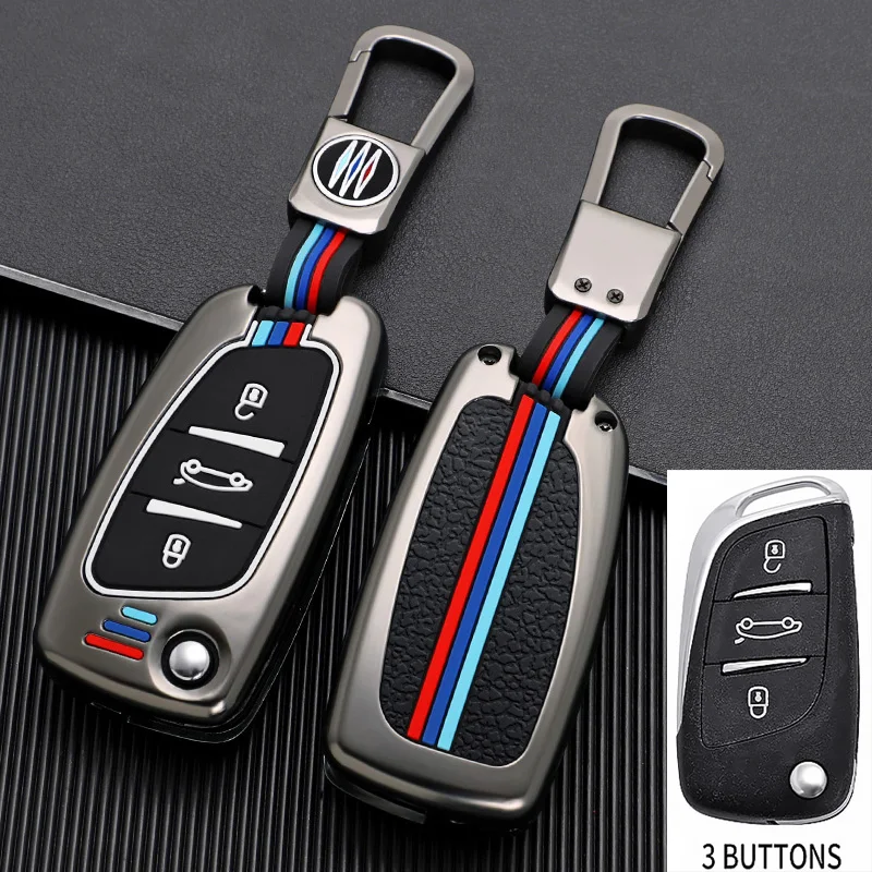 

Alloy Car Key Cover Case Shell Key Bag for Peugeot 408 407 308 3008 5008 Citroen C5 X7 C3 C4 Picasso Accessories Car-Styling