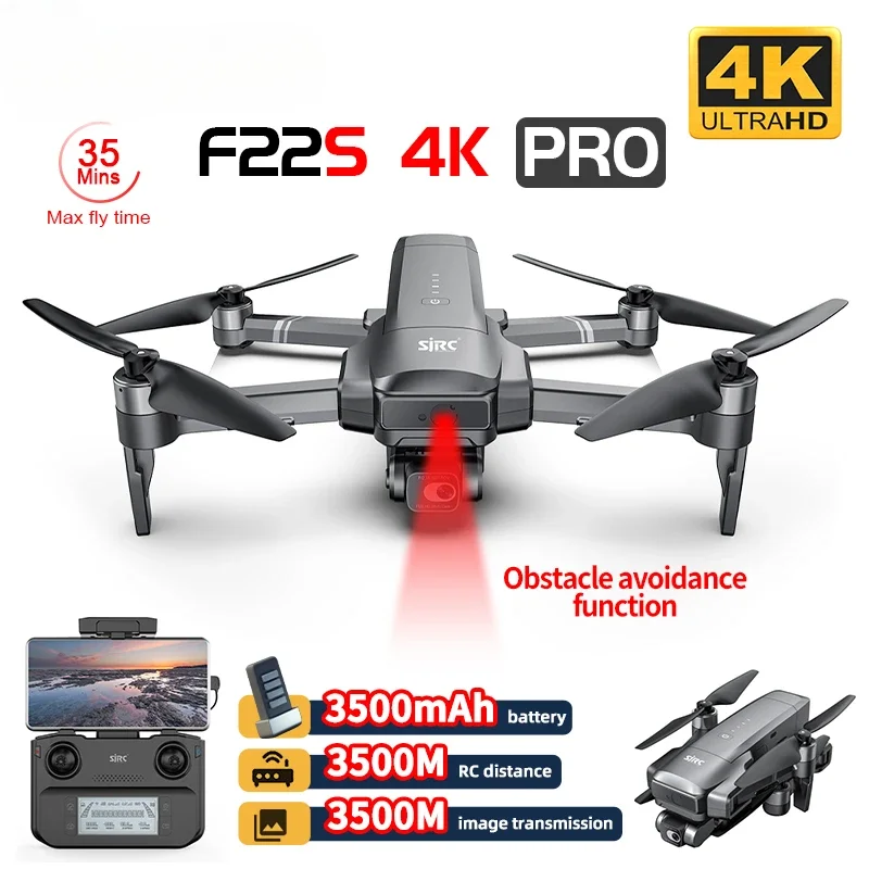 

F22S 4K Pro 5G WIFI GPS FPV Quadcopter Professional Drone With Camera Obstacle Avoidance 3.5KM 2-Axis EIS Gimbal RC Dron