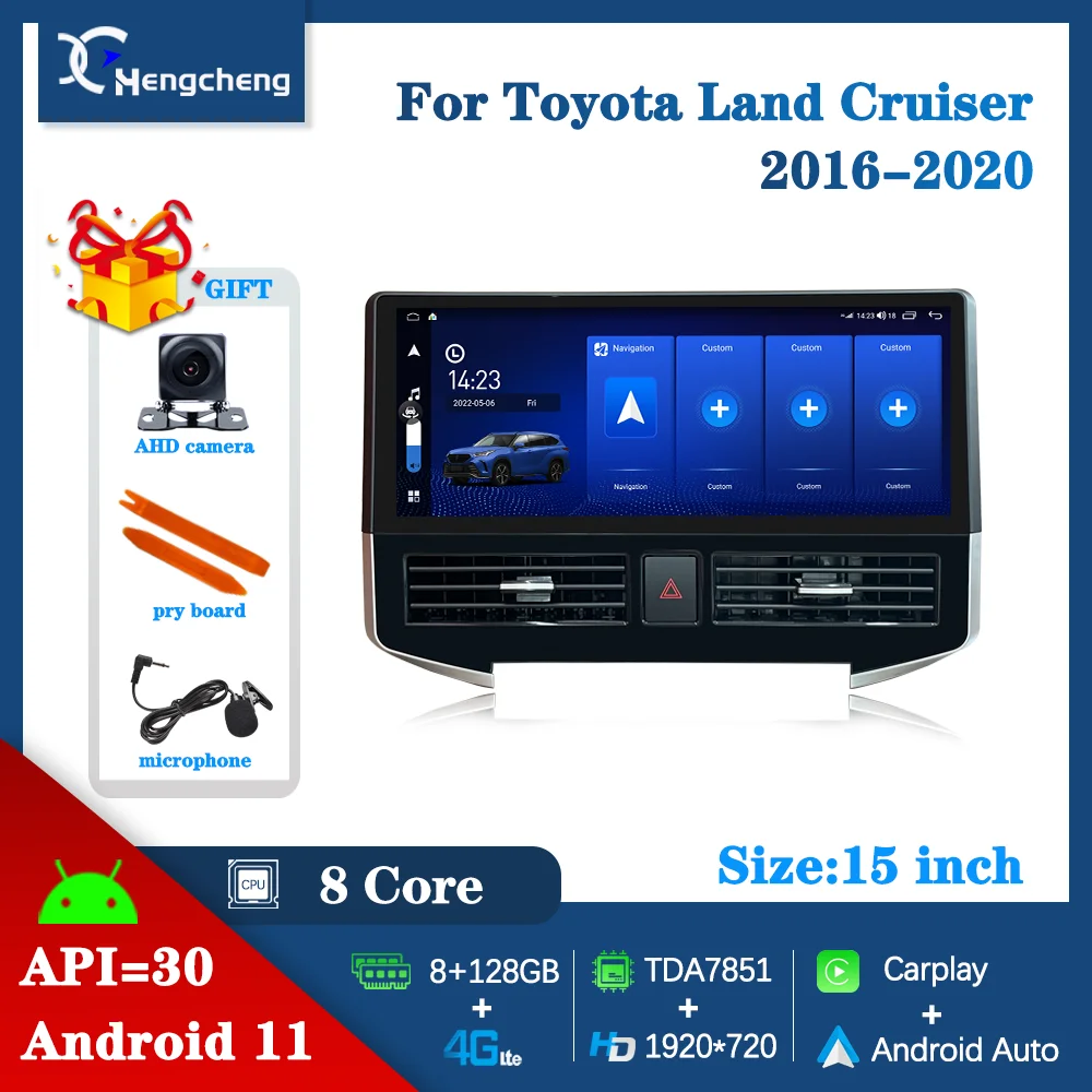 

Мультимедийный видеоплеер для Toyota Land Cruiser 2016-2020, автомобильный GPS-навигатор 4G LTE Android 11 Carplay 8 ядер 8 + 128G