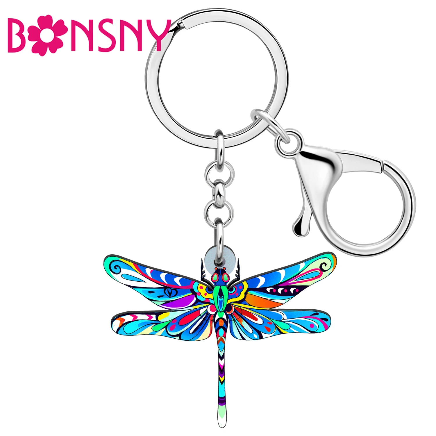 

Bonsny Acrylic Dragonfly Decoration Keychains Novelty Insects Charm Key Chains Fashion Jewelry Gifts Keyring For Girls Women