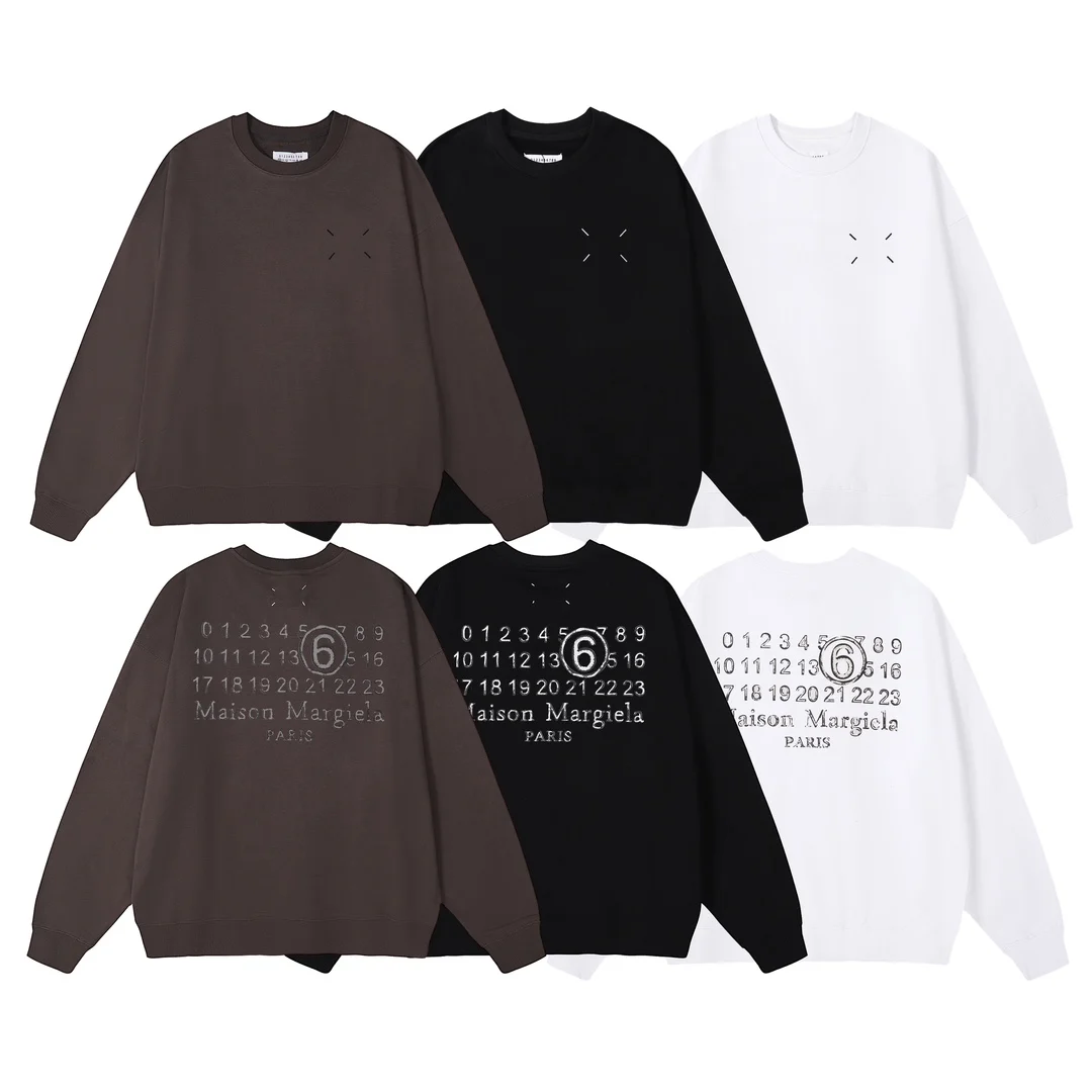 

Свитер margiela в стиле оверсайз, Свободный Повседневный с круглым вырезом и вышивкой на спине, с четырехъядерным логотипом в стиле граффити, в стиле унисекс, осень